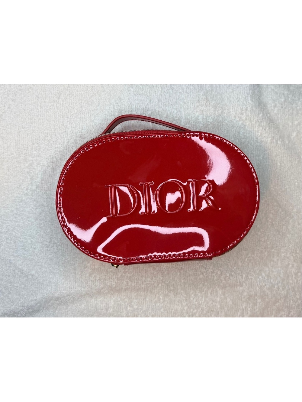 Dior Red Patent Leather Oval Vanity Case#1000